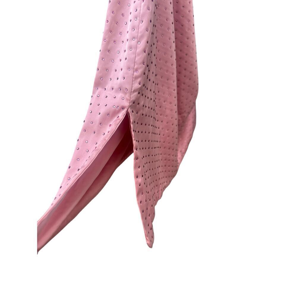Oh Polly Sparkly Pink Satin Mini Dress – Rhinestone Cowl Neck Party Dress, SZ 10 - Picture 6 of 10